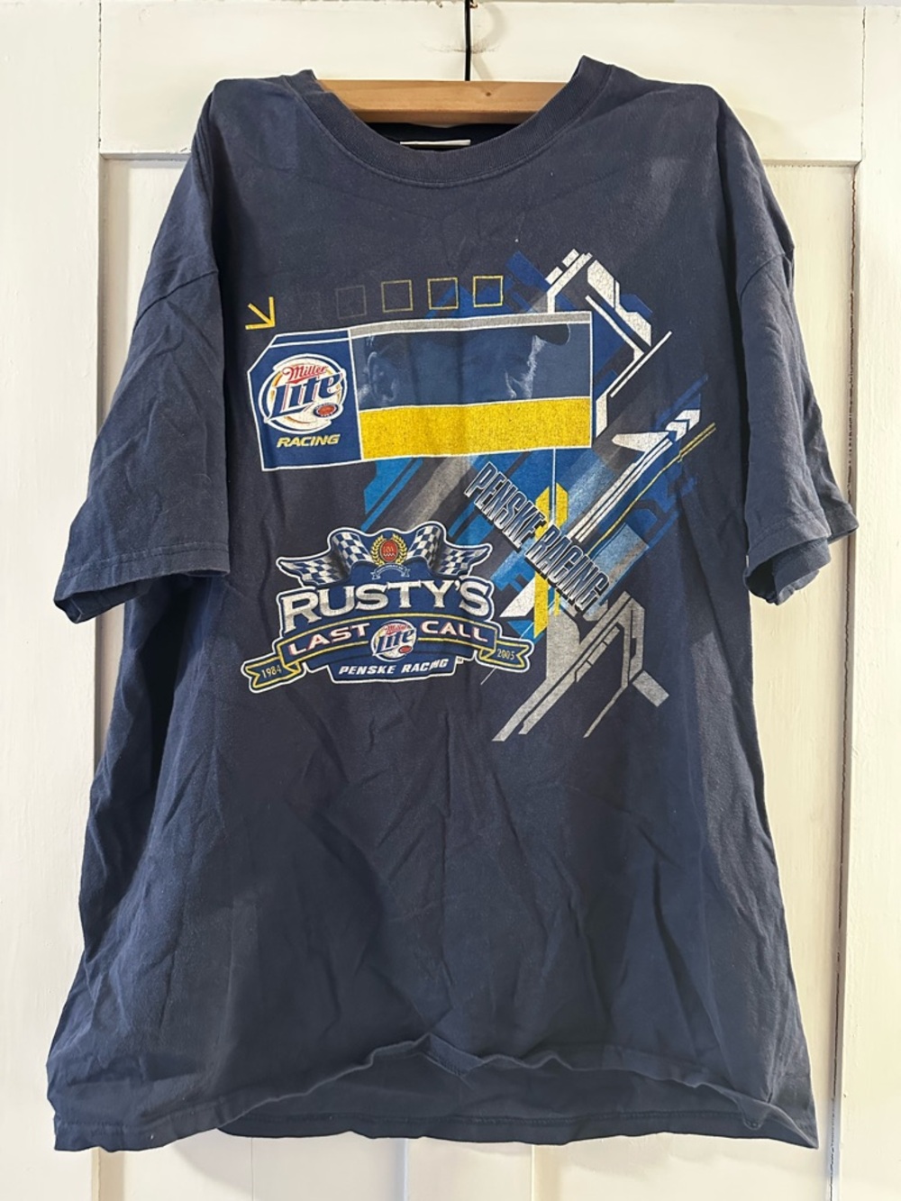 Chase Authentics Navy Racing Graphic Tee with Yellow & Blue Accents